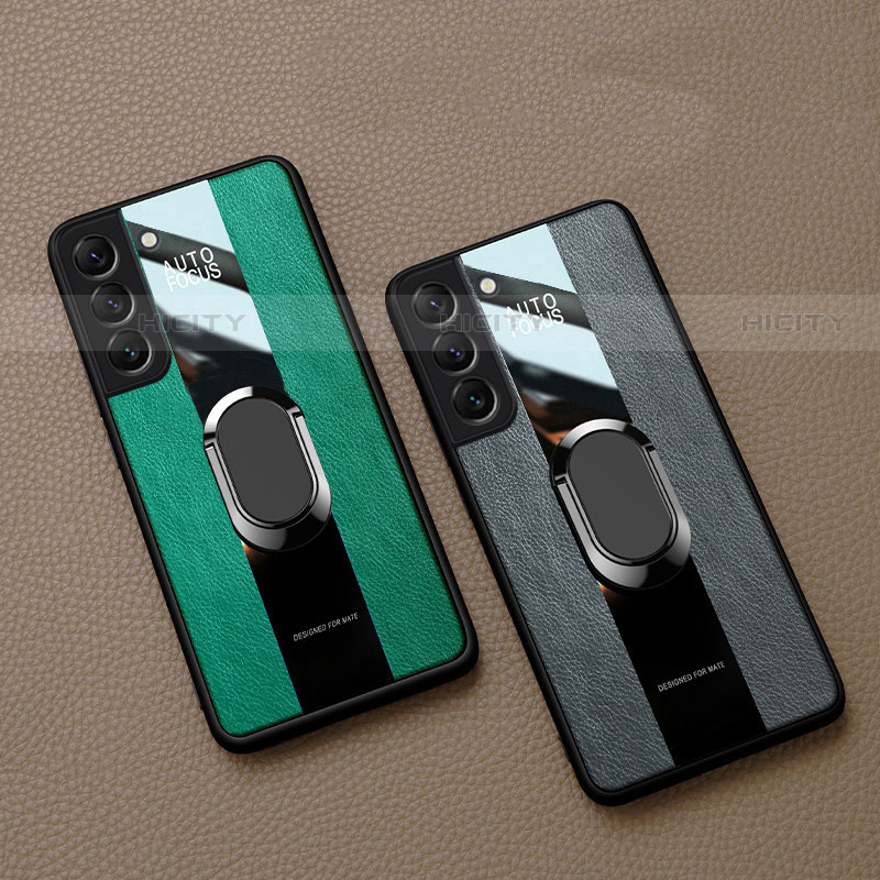 Custodia Silicone Morbida In Pelle Cover con Magnetico Anello Supporto S04 per Samsung Galaxy S22 5G