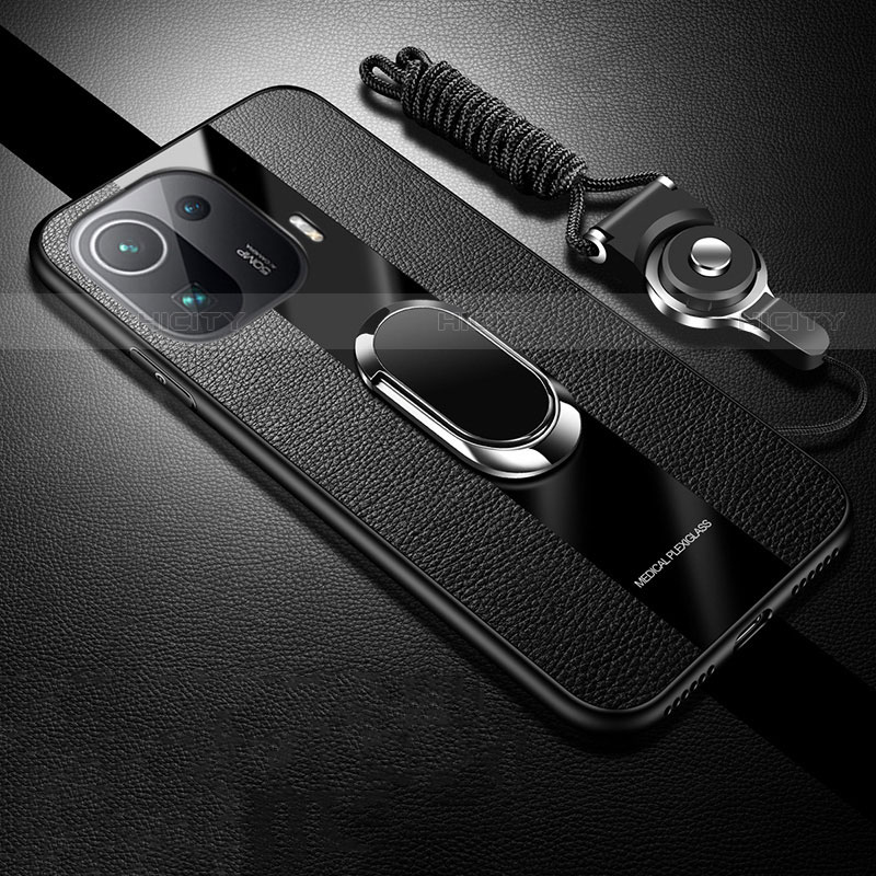 Custodia Silicone Morbida In Pelle Cover con Magnetico Anello Supporto S05 per Xiaomi Mi 11 Pro 5G