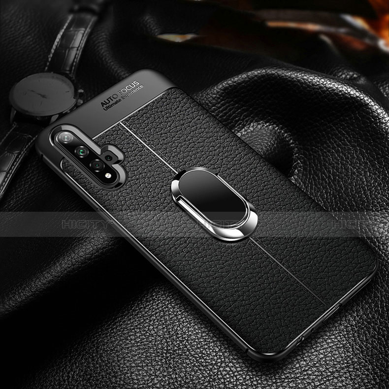 Custodia Silicone Morbida In Pelle Cover con Magnetico Anello Supporto T01 per Huawei Honor 20S