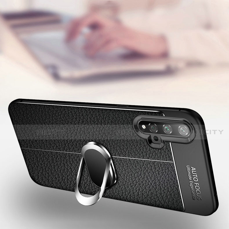 Custodia Silicone Morbida In Pelle Cover con Magnetico Anello Supporto T01 per Huawei Honor 20S