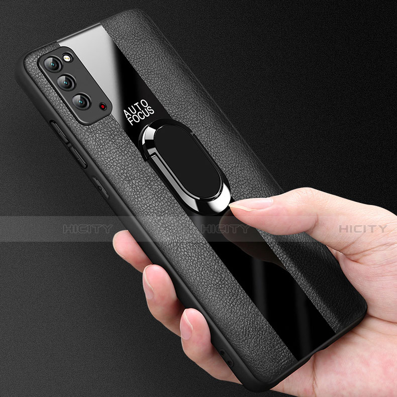 Custodia Silicone Morbida In Pelle Cover con Magnetico Anello Supporto T01 per Huawei Honor X10 5G