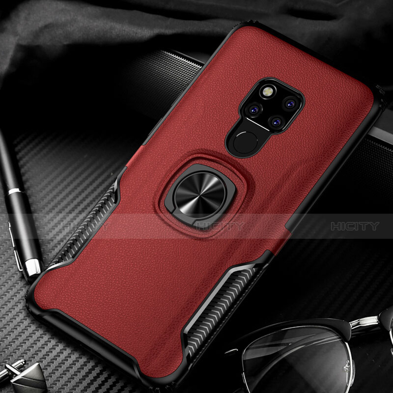 Custodia Silicone Morbida In Pelle Cover con Magnetico Anello Supporto T01 per Huawei Mate 20