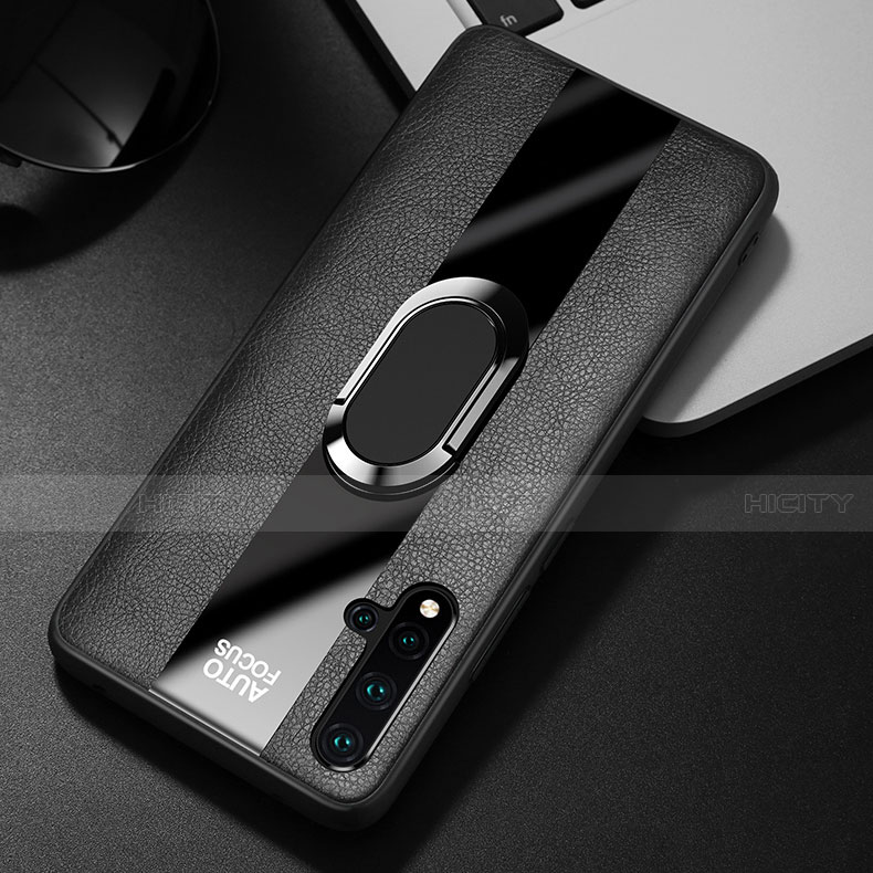 Custodia Silicone Morbida In Pelle Cover con Magnetico Anello Supporto T01 per Huawei Nova 5