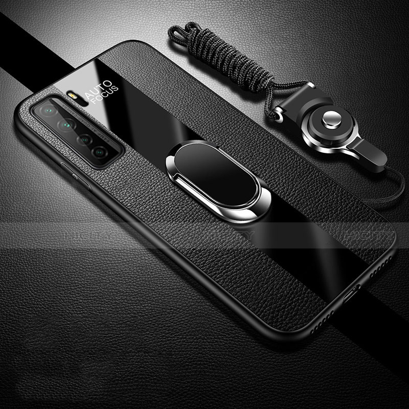 Custodia Silicone Morbida In Pelle Cover con Magnetico Anello Supporto T01 per Huawei Nova 7 SE 5G