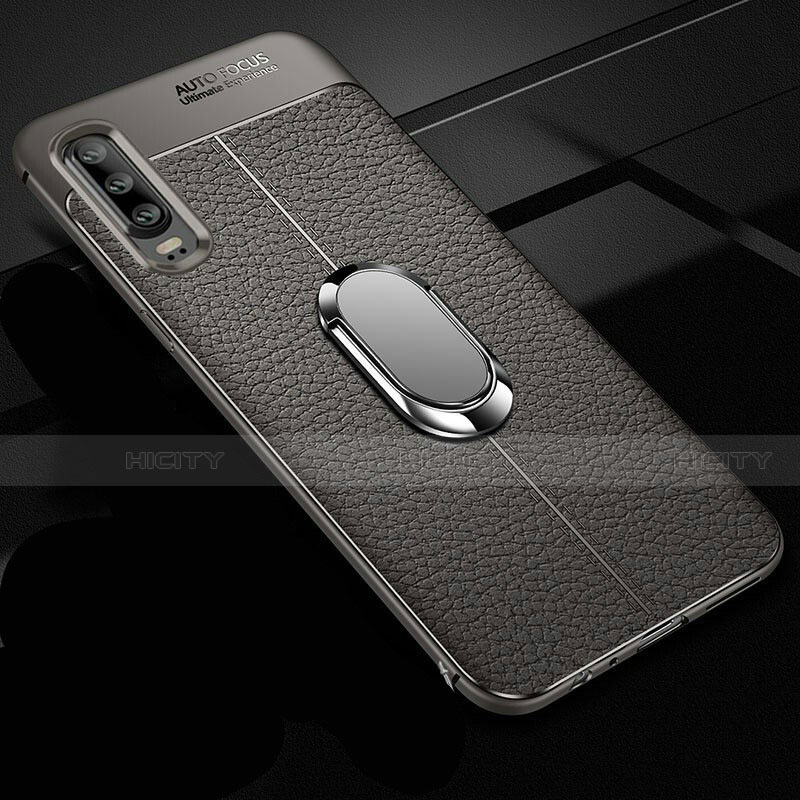 Custodia Silicone Morbida In Pelle Cover con Magnetico Anello Supporto T01 per Huawei P30