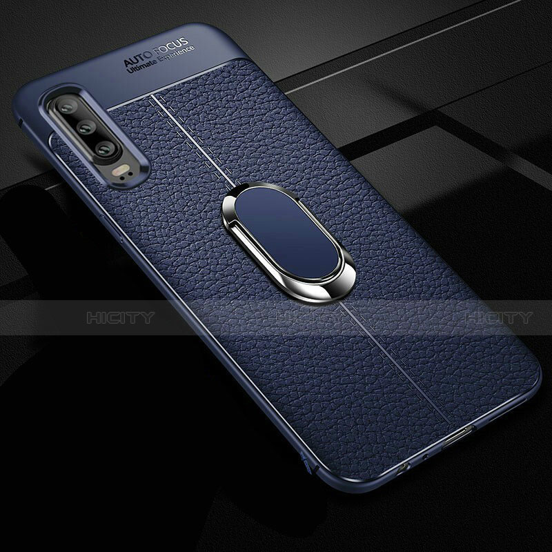 Custodia Silicone Morbida In Pelle Cover con Magnetico Anello Supporto T01 per Huawei P30