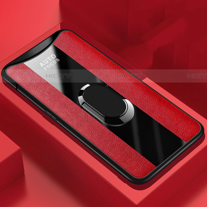 Custodia Silicone Morbida In Pelle Cover con Magnetico Anello Supporto T01 per Oppo Find X Super Flash Edition