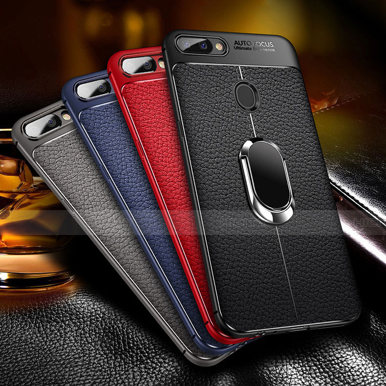 Custodia Silicone Morbida In Pelle Cover con Magnetico Anello Supporto T01 per Oppo K1