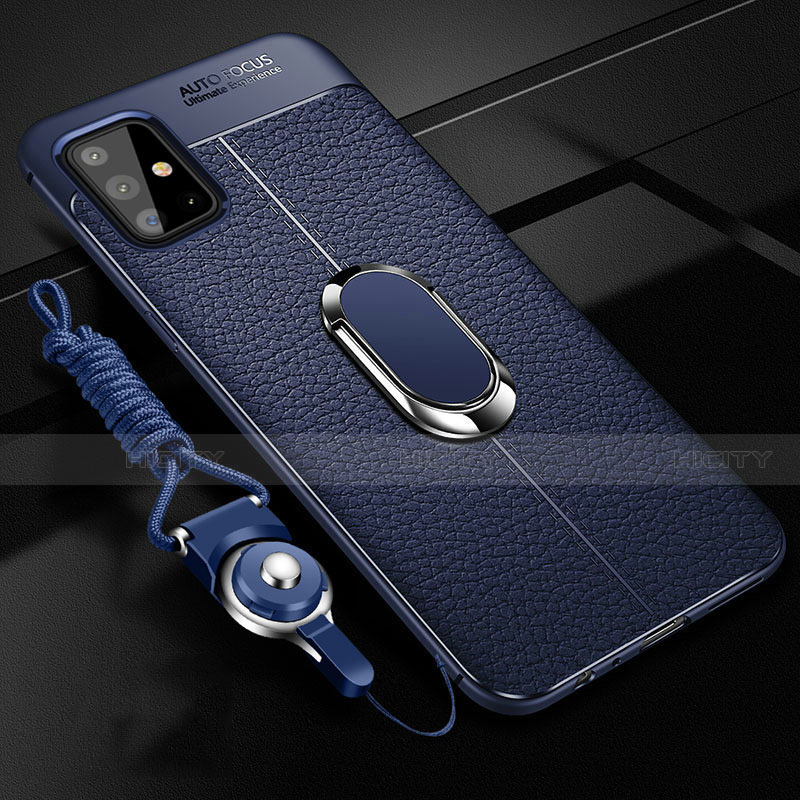 Custodia Silicone Morbida In Pelle Cover con Magnetico Anello Supporto T01 per Samsung Galaxy A51 5G