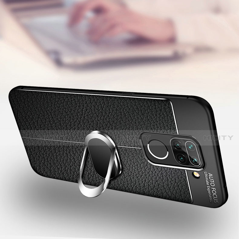 Custodia Silicone Morbida In Pelle Cover con Magnetico Anello Supporto T01 per Xiaomi Redmi 10X 4G