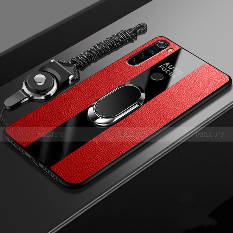 Custodia Silicone Morbida In Pelle Cover con Magnetico Anello Supporto T01 per Xiaomi Redmi Note 8 (2021)