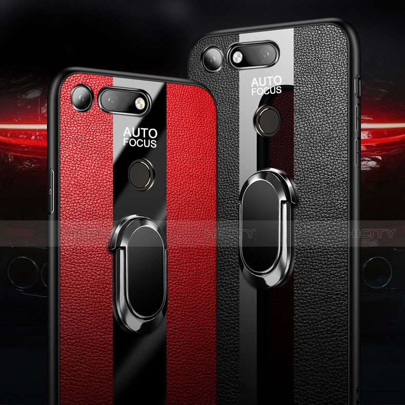 Custodia Silicone Morbida In Pelle Cover con Magnetico Anello Supporto T02 per Huawei Honor V20