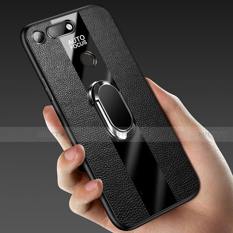 Custodia Silicone Morbida In Pelle Cover con Magnetico Anello Supporto T02 per Huawei Honor V20