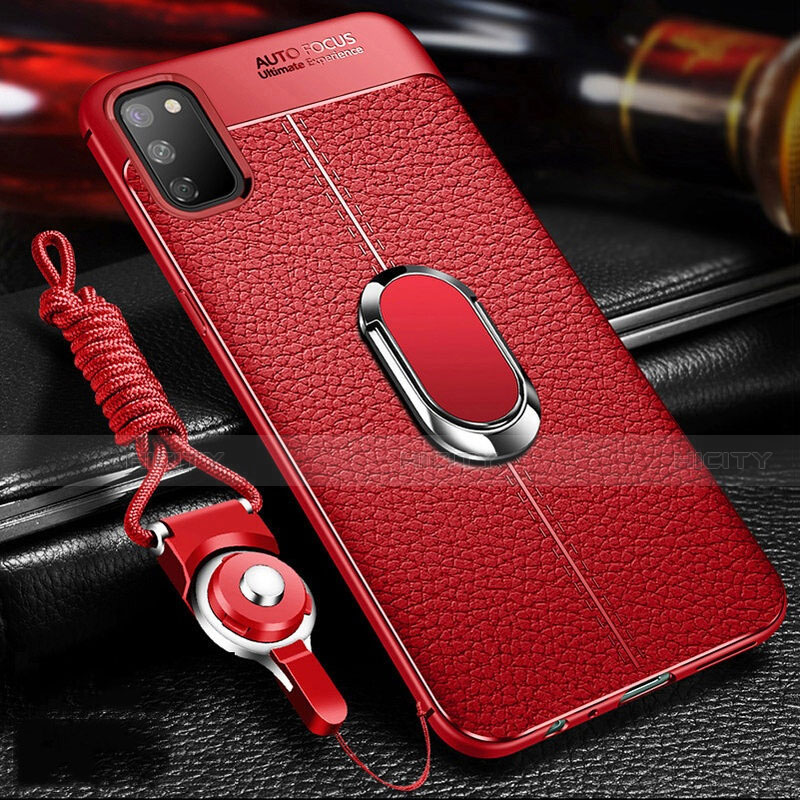 Custodia Silicone Morbida In Pelle Cover con Magnetico Anello Supporto T02 per Huawei Honor V30 5G Rosso