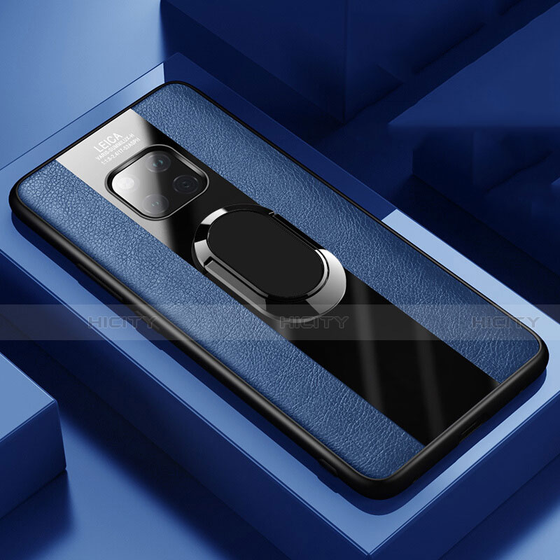 Custodia Silicone Morbida In Pelle Cover con Magnetico Anello Supporto T02 per Huawei Mate 20 Pro