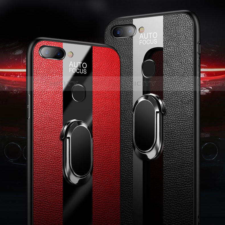 Custodia Silicone Morbida In Pelle Cover con Magnetico Anello Supporto T02 per Oppo RX17 Neo