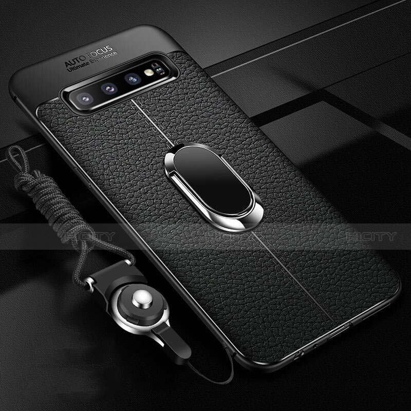 Custodia Silicone Morbida In Pelle Cover con Magnetico Anello Supporto T02 per Samsung Galaxy S10 5G