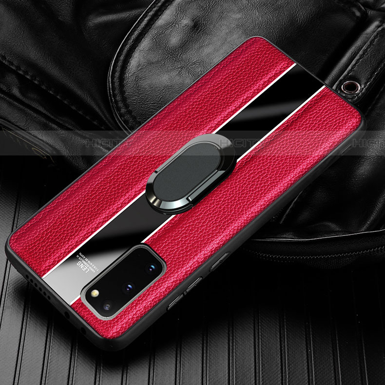 Custodia Silicone Morbida In Pelle Cover con Magnetico Anello Supporto T02 per Samsung Galaxy S20 5G