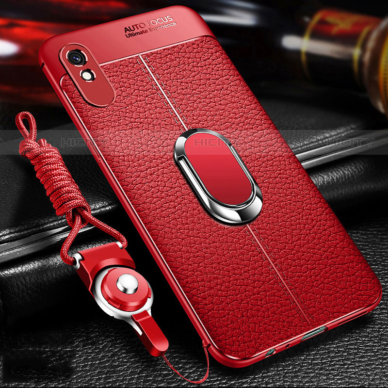 Custodia Silicone Morbida In Pelle Cover con Magnetico Anello Supporto T02 per Xiaomi Redmi 9AT