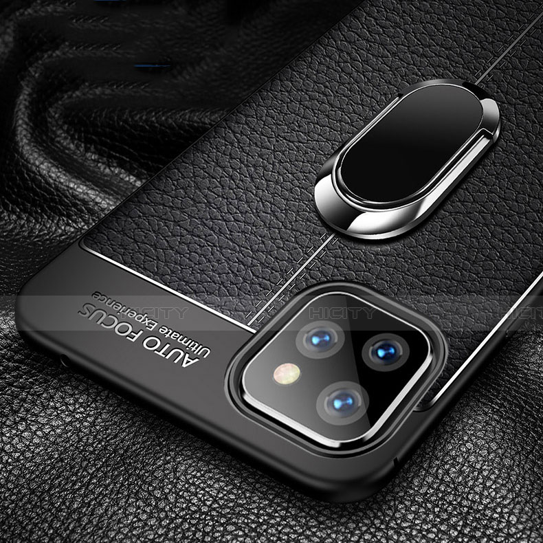 Custodia Silicone Morbida In Pelle Cover con Magnetico Anello Supporto T03 per Apple iPhone 11 Pro