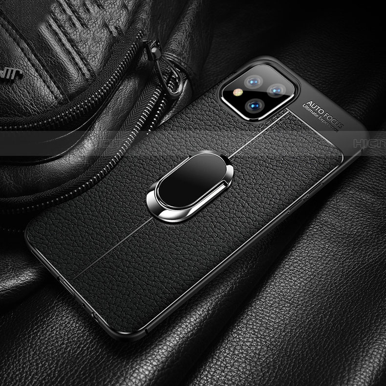 Custodia Silicone Morbida In Pelle Cover con Magnetico Anello Supporto T03 per Apple iPhone 11 Pro Max