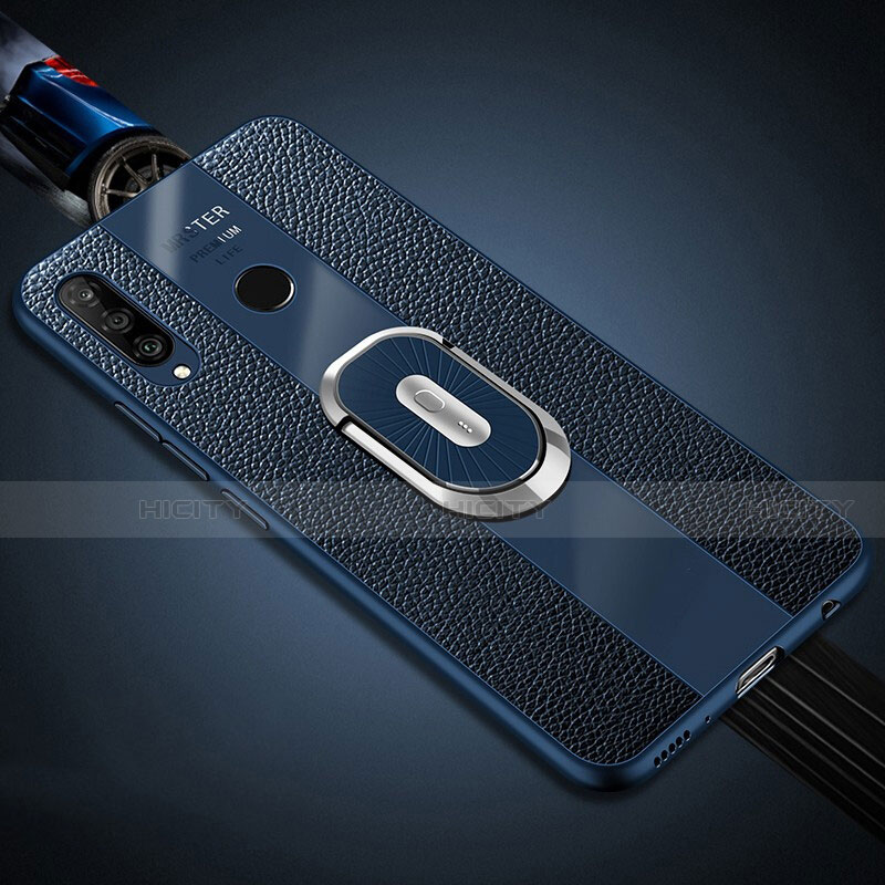 Custodia Silicone Morbida In Pelle Cover con Magnetico Anello Supporto T03 per Huawei P30 Lite New Edition