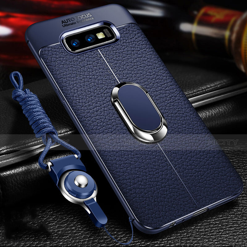 Custodia Silicone Morbida In Pelle Cover con Magnetico Anello Supporto T03 per Samsung Galaxy S10e