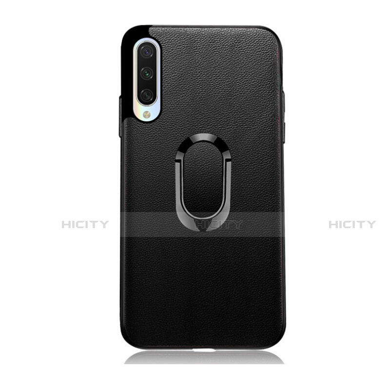 Custodia Silicone Morbida In Pelle Cover con Magnetico Anello Supporto T03 per Xiaomi Mi A3 Nero