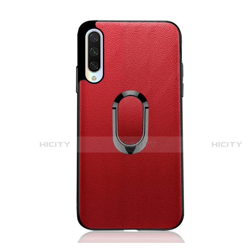 Custodia Silicone Morbida In Pelle Cover con Magnetico Anello Supporto T03 per Xiaomi Mi A3 Rosso