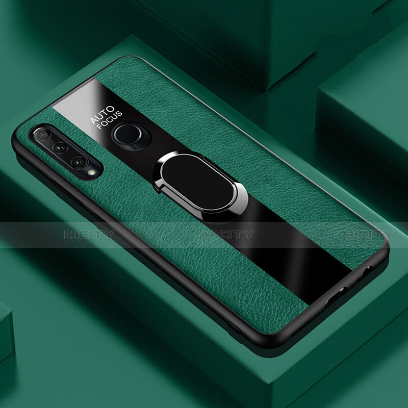 Custodia Silicone Morbida In Pelle Cover con Magnetico Anello Supporto T04 per Huawei Honor 20 Lite Verde