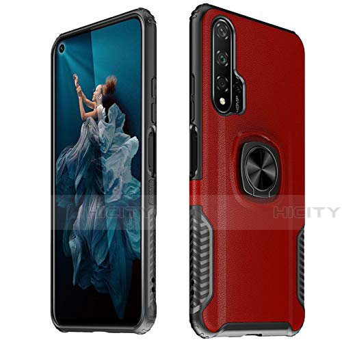 Custodia Silicone Morbida In Pelle Cover con Magnetico Anello Supporto T04 per Huawei Honor 20 Pro