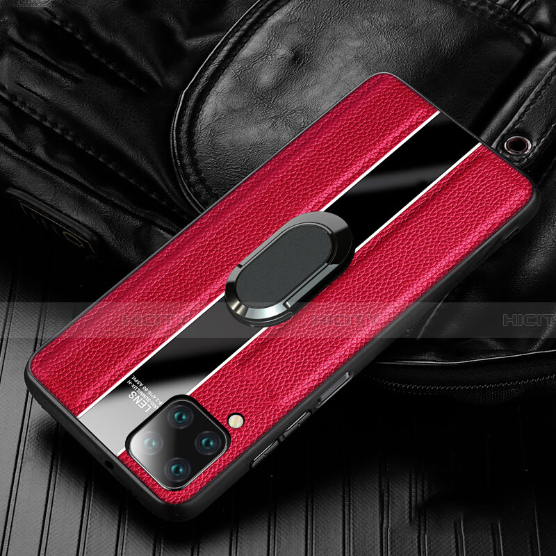 Custodia Silicone Morbida In Pelle Cover con Magnetico Anello Supporto T04 per Huawei Nova 7i Rosso