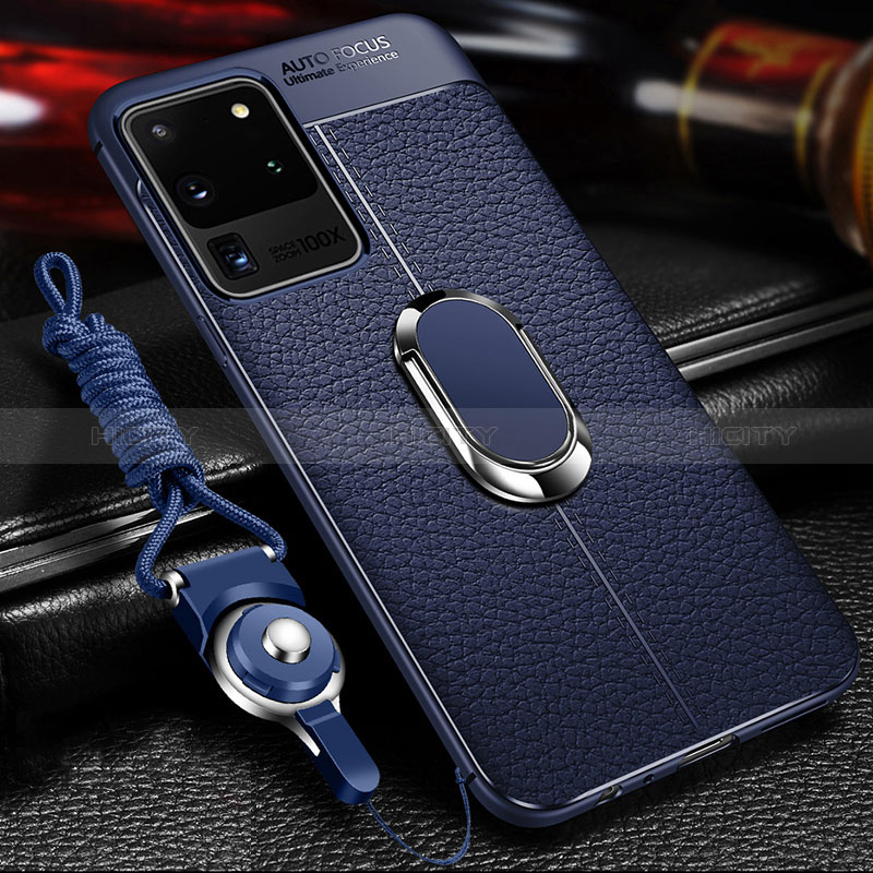 Custodia Silicone Morbida In Pelle Cover con Magnetico Anello Supporto WL1 per Samsung Galaxy S20 Ultra