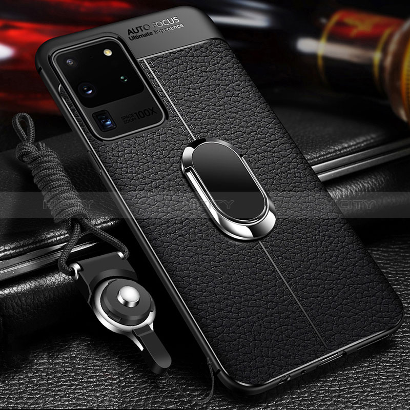 Custodia Silicone Morbida In Pelle Cover con Magnetico Anello Supporto WL1 per Samsung Galaxy S20 Ultra