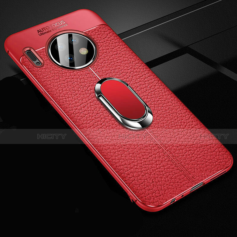 Custodia Silicone Morbida In Pelle Cover con Magnetico Anello Supporto Z02 per Huawei Mate 30 Rosso