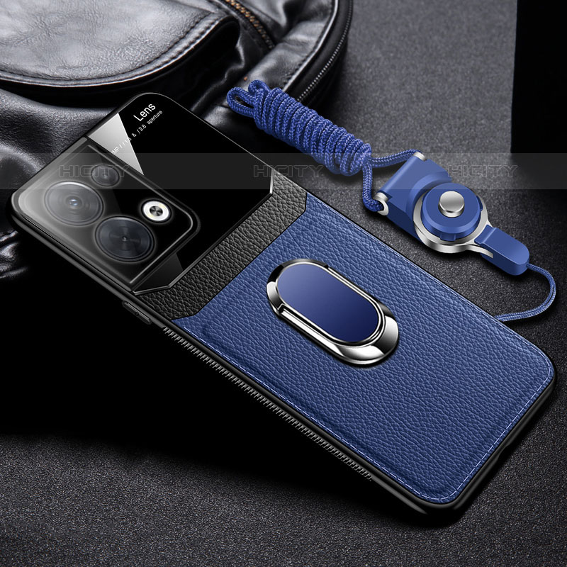 Custodia Silicone Morbida In Pelle Cover con Magnetico FL1 per Oppo Reno8 Pro+ Plus 5G Blu