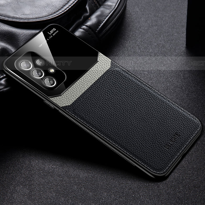 Custodia Silicone Morbida In Pelle Cover con Magnetico FL1 per Samsung Galaxy A73 5G Nero