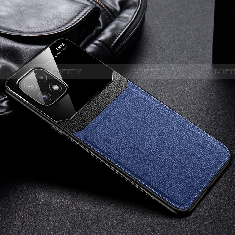 Custodia Silicone Morbida In Pelle Cover con Magnetico FL1 per Samsung Galaxy F42 5G Blu