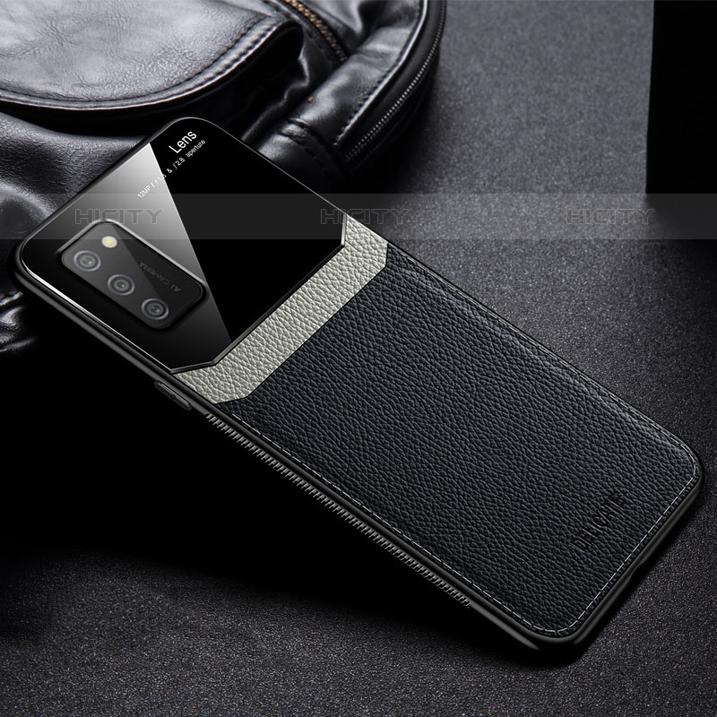 Custodia Silicone Morbida In Pelle Cover con Magnetico FL1 per Samsung Galaxy M02s Nero