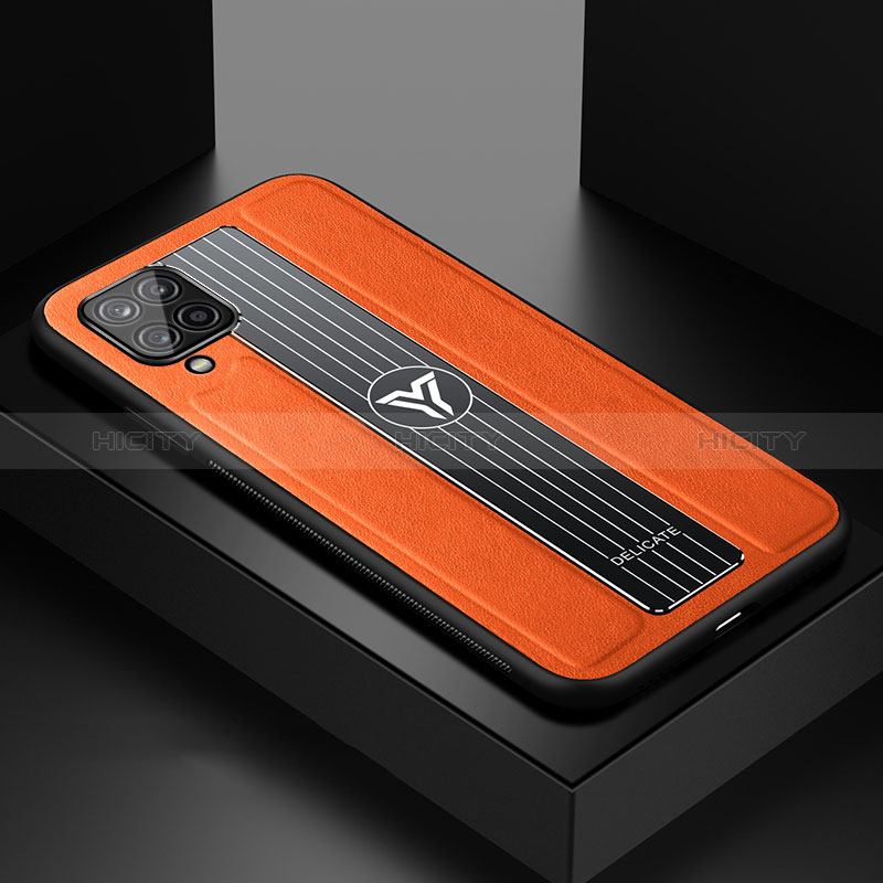 Custodia Silicone Morbida In Pelle Cover con Magnetico FL1 per Samsung Galaxy M12 Arancione
