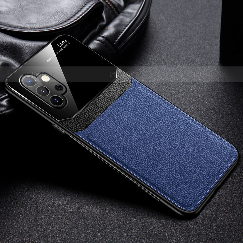 Custodia Silicone Morbida In Pelle Cover con Magnetico FL1 per Samsung Galaxy M32 5G Blu