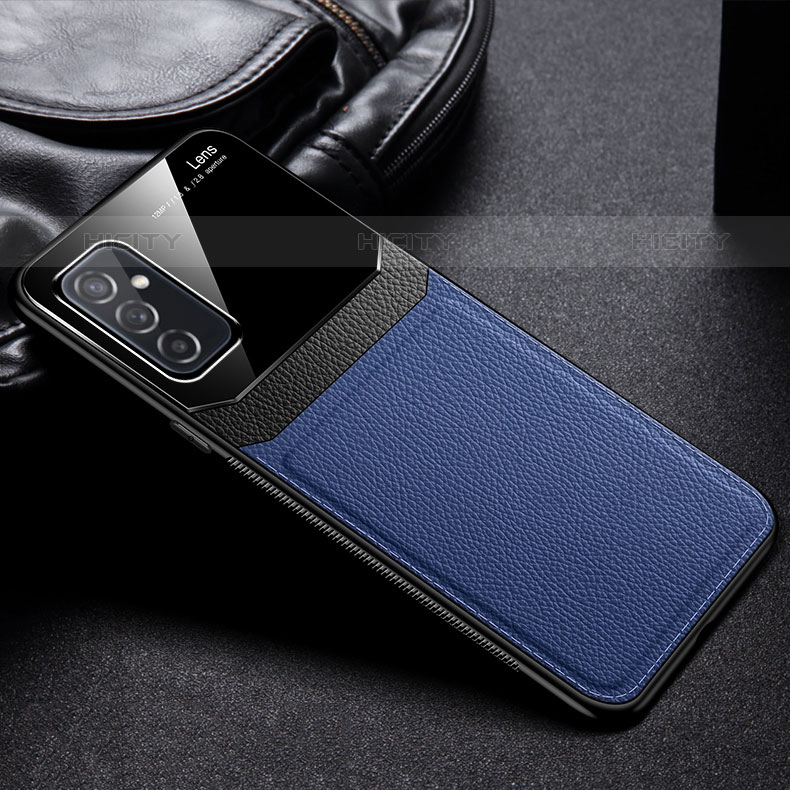 Custodia Silicone Morbida In Pelle Cover con Magnetico FL1 per Samsung Galaxy M52 5G Blu