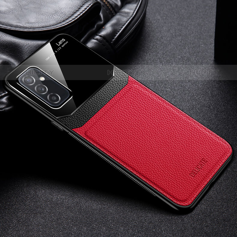 Custodia Silicone Morbida In Pelle Cover con Magnetico FL1 per Samsung Galaxy M52 5G Rosso