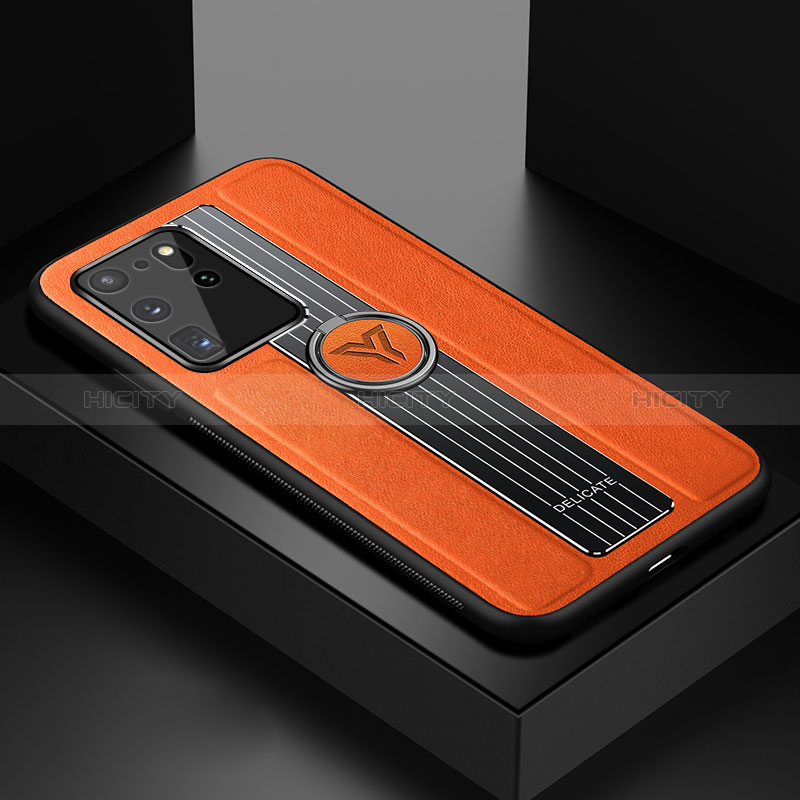 Custodia Silicone Morbida In Pelle Cover con Magnetico FL1 per Samsung Galaxy S20 Ultra Arancione