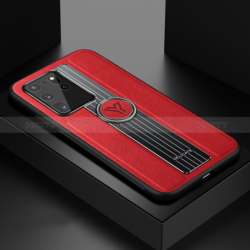 Custodia Silicone Morbida In Pelle Cover con Magnetico FL1 per Samsung Galaxy S20 Ultra Rosso