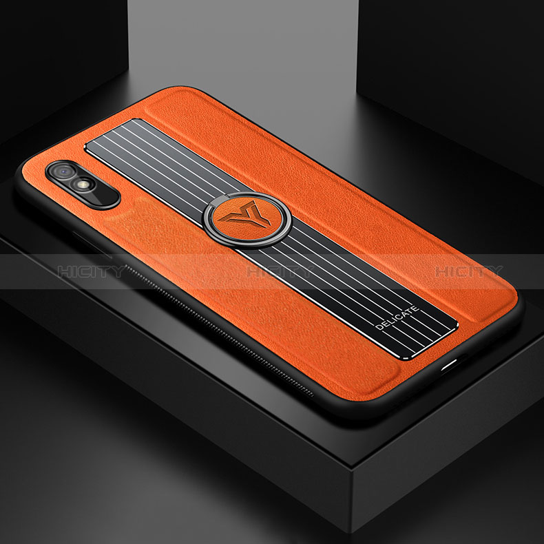 Custodia Silicone Morbida In Pelle Cover con Magnetico FL1 per Xiaomi Redmi 9A Arancione