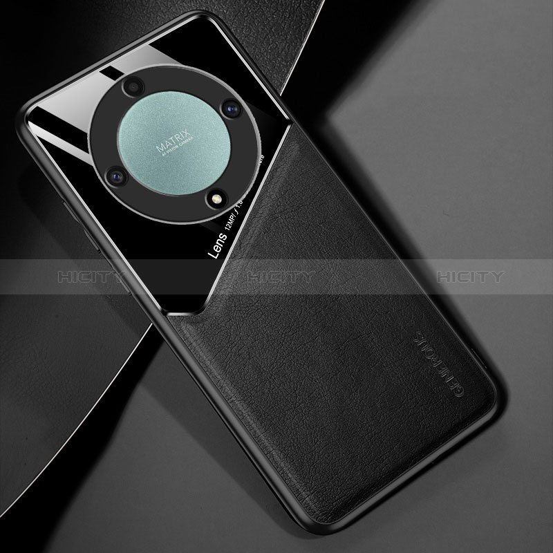 Custodia Silicone Morbida In Pelle Cover con Magnetico per Huawei Honor Magic5 Lite 5G Nero