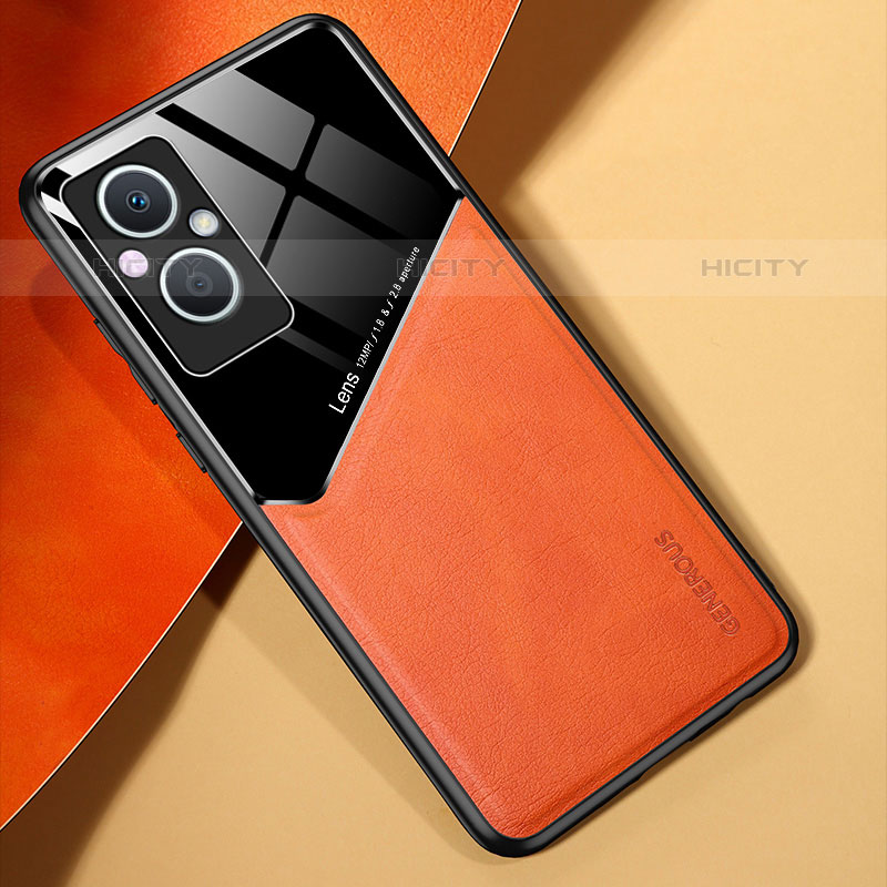 Custodia Silicone Morbida In Pelle Cover con Magnetico per OnePlus Nord N20 5G Arancione
