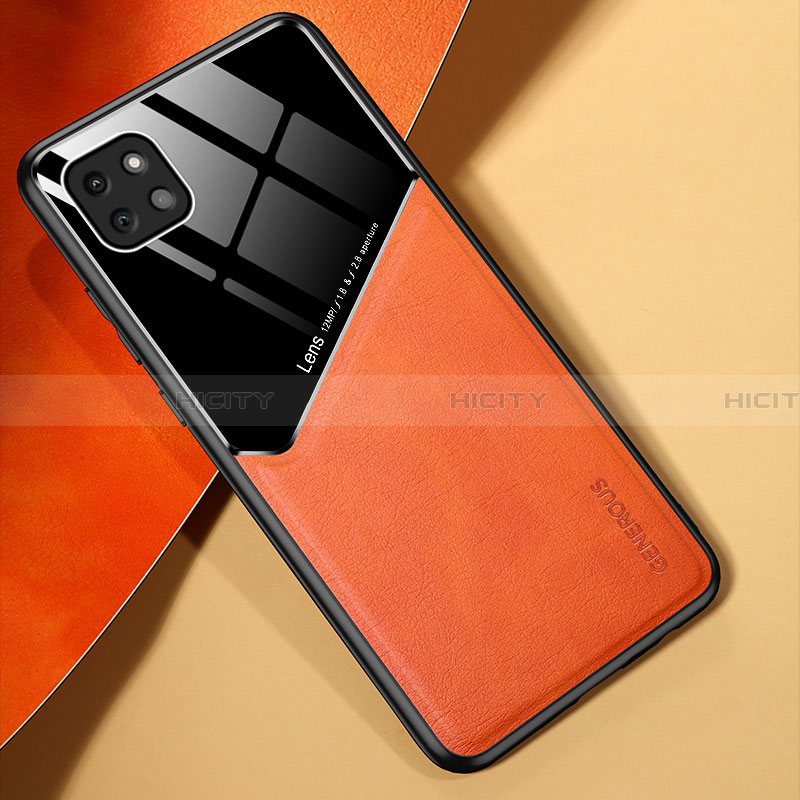 Custodia Silicone Morbida In Pelle Cover con Magnetico per Samsung Galaxy A22 5G Arancione