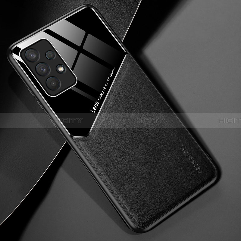 Custodia Silicone Morbida In Pelle Cover con Magnetico per Samsung Galaxy A32 5G Nero